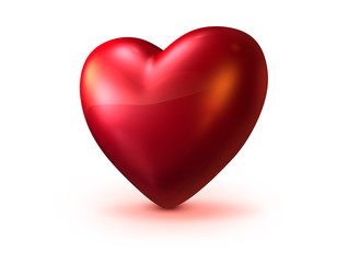 Red heart on white background