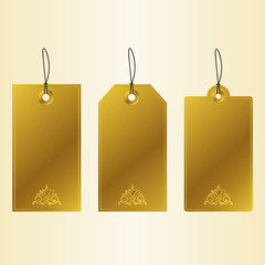 Golden Tags. Set of golden luxury labels.