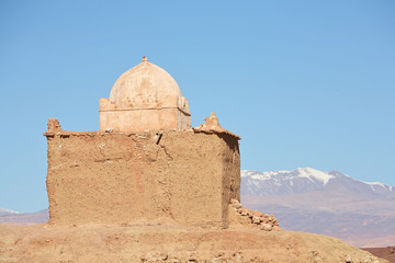 Mausoleum or Muslim shrine in Atlas mountains of Morocco