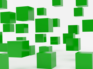 Falling cubes of green colour