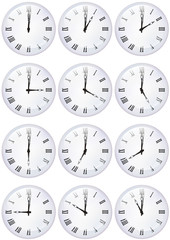 Collection d'horloges boule de cristal heure par heure