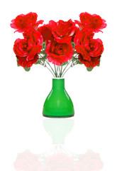 red roses in vase