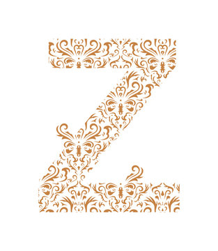Floral letter Z. Ornament font