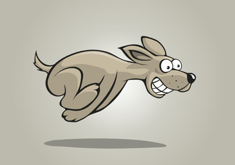 Flinker grauer Hund im Cartoon-Stil