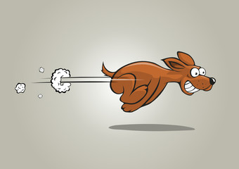 Flinker brauner Hund im Cartoon-Stil