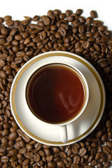 Cup with hot coffee