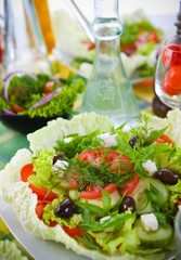Fresh vegetable salad with tomato and cucumber