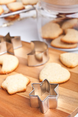 Fototapeta na wymiar homemade cookies with farious cookie forms