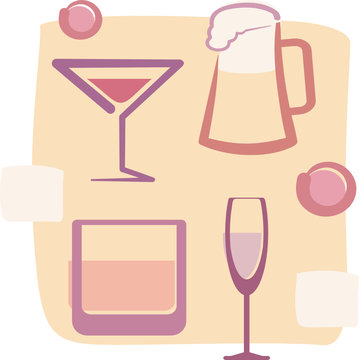 Retro Style illustration of Drinks