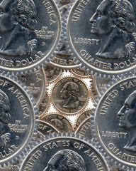 American quarter dollar in wheels