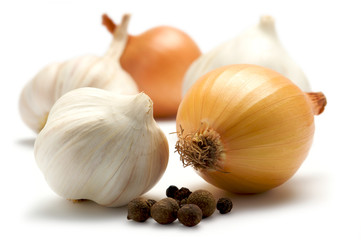 Fototapeta premium Garlic, onion an pepper