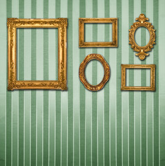 Gold frames, retro wallpaper