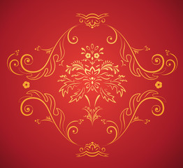 red elegant Victorian retro floral  element