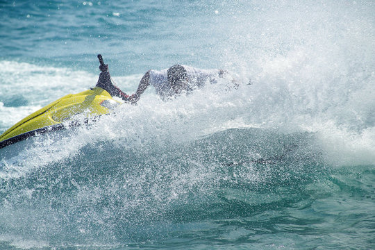 Close Up Shot Of  Man With A Jetski