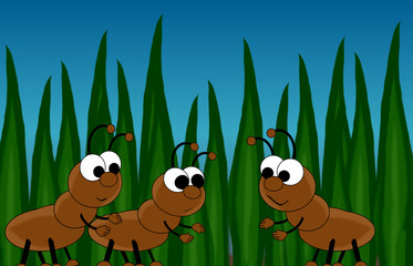 Ants In Grass Cartoon