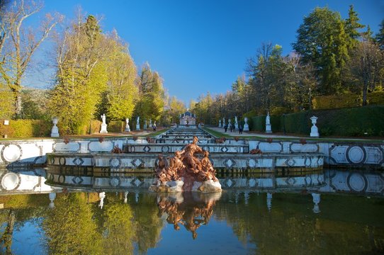 reservoir with statues