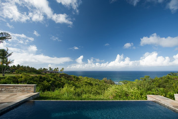 Fototapeta premium Breathtaking Hawaiian Ocean View Deck and Pool