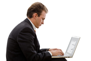 Businessman working on laptop