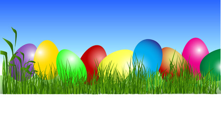 Eastern eggs  on the grass