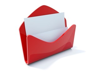 Red mail icon isolated on white