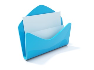 Blue mail icon isolated on white