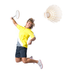 Playing badminton