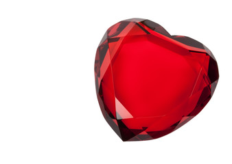 Red Glass Heart Isolated on White