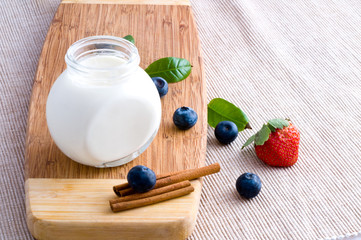 Obraz na płótnie Canvas fresh yoghurt with fruit and berry