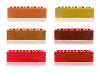 Assortment of bricks. Isolation on the white