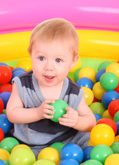 Obraz premium Birthday of fun boy in balls.