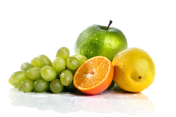 fresh fruits isolated over white background