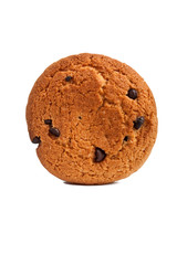 one chocolate chip cookie isolated on white
