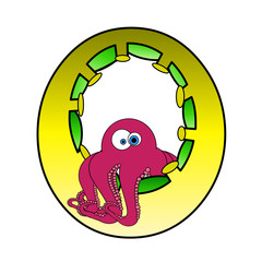 Alphabet - Letter O - With Octopuss  - Isolated On White