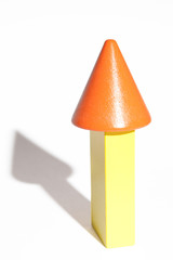 Yellow and orange arrow on white