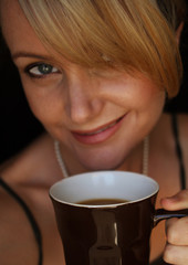 Woman with coffee cup