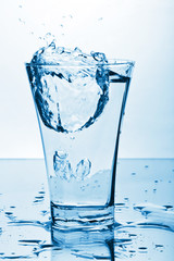 water splashing into glass