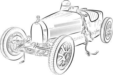 Fototapeta premium Drawing of the retro car