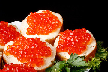 Sandwiches with caviar