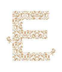 Floral letter E. Ornament font