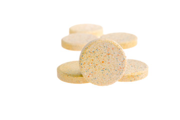 Capsules on white background