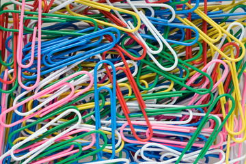 Multicolored paper clips.