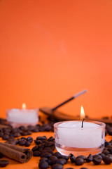 Candles prepared for spa aromatherapy session