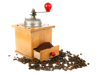 coffee mill and beans