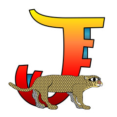 Alphabet - Letter J - With A Jaguar - Isolated On White