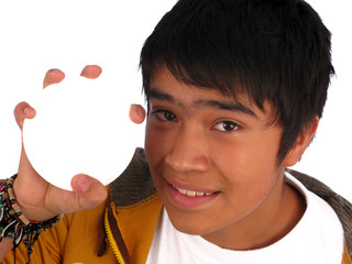 Teenager holding the poster