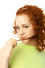 Obraz premium beautiful girl with curly ginger hair