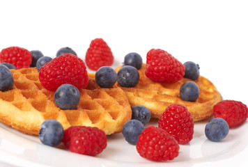 Belgian waffles with berries
