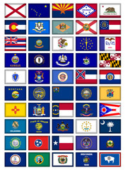 US States Flag Button Poster