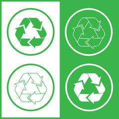 Obraz premium Vector recycle icons. Green and white. Simply change.