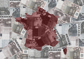Map of France with euros